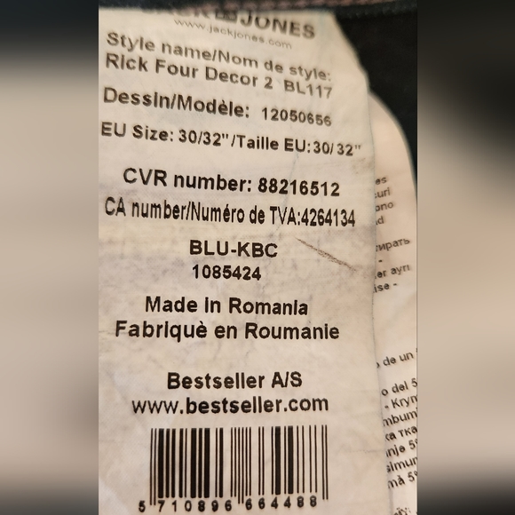 JACK & JONES Jeans Men W30 L32 Rick Comfort Fit Dark Blue Button Fly - Picture 12 of 13